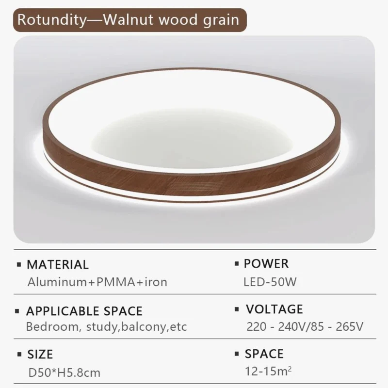 Plafonnier Salon Scandinave Circulaire – Cœur Bois, Diffusion Homogène