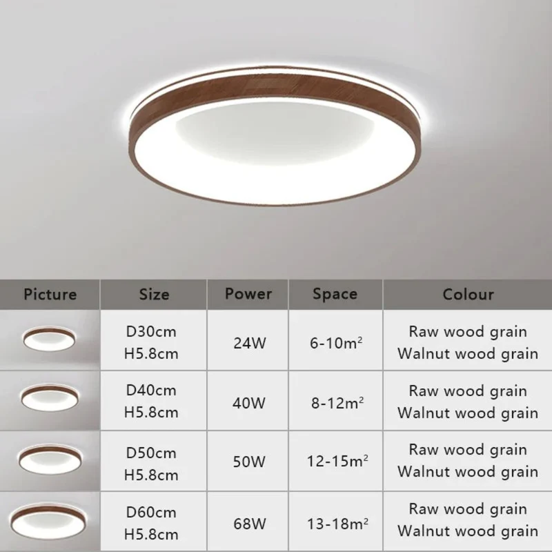 Plafonnier Salon Scandinave Circulaire – Cœur Bois, Diffusion Homogène