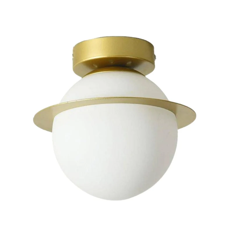 Petit Plafonnier Verre Opaline et Doré – Ambiance Feutrée Compacte