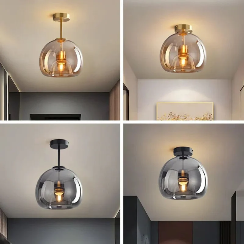 Plafonnier Verre Art Déco Gris ou Cognac – Éclat Subtil, Hauteur Réglable
