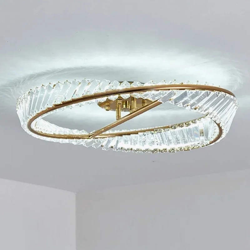 Plafonnier Cristal Rond Nordique – Reflets Scintillants Chambre Salon