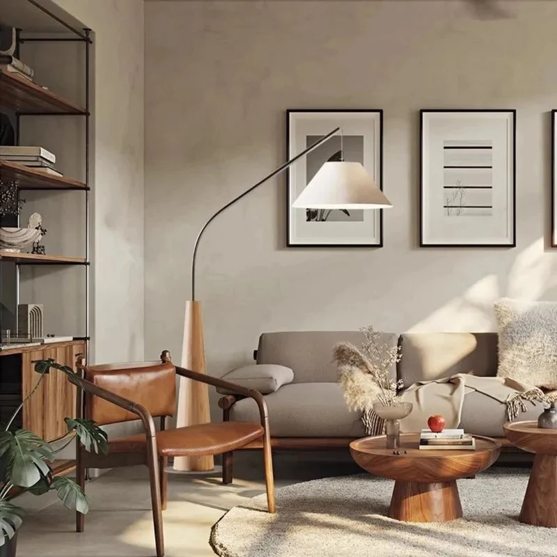 Lampe sur Pied Blanche Style Japonais – Bois Clair ou Marron, Arquée
