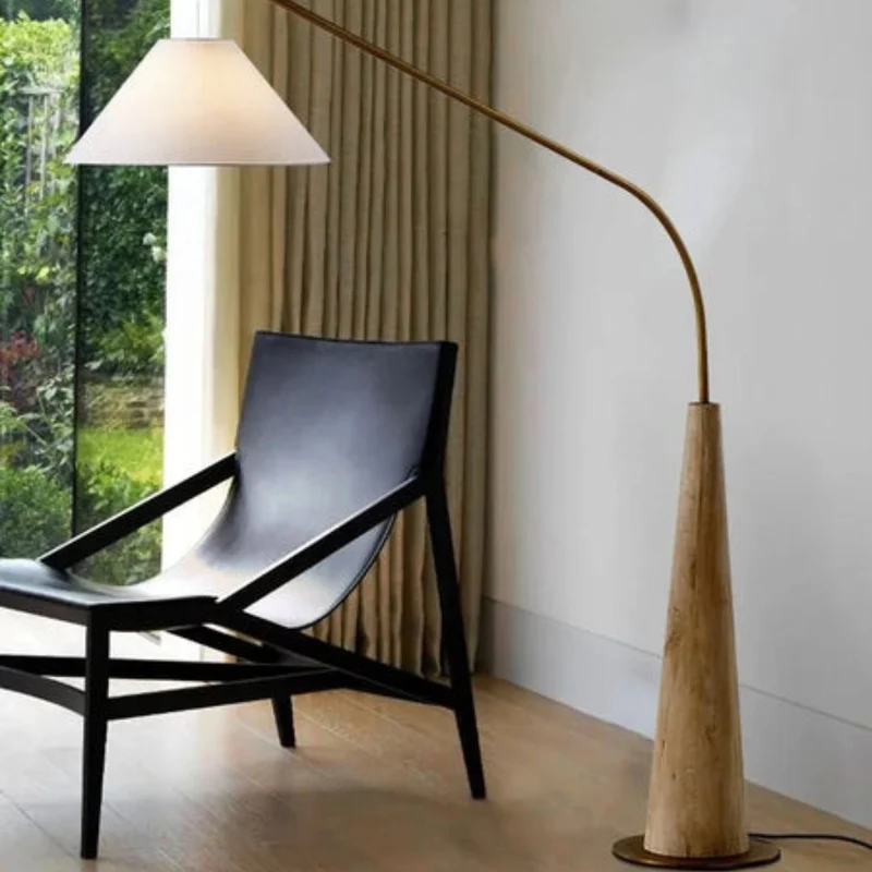 Lampe sur Pied Blanche Style Japonais – Bois Clair ou Marron, Arquée