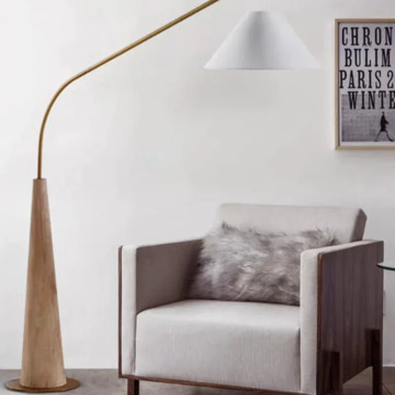 Lampe sur Pied Blanche Style Japonais – Bois Clair ou Marron, Arquée