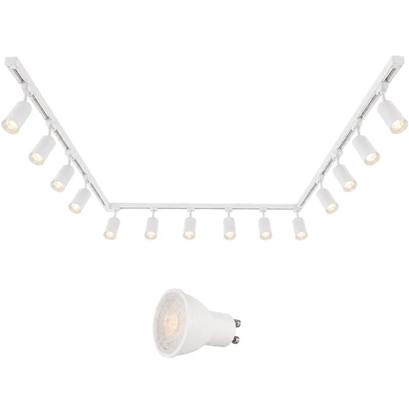 Kit Rail LED Triphasé en U + 14 Spots GU10 Blanc - 800 cm