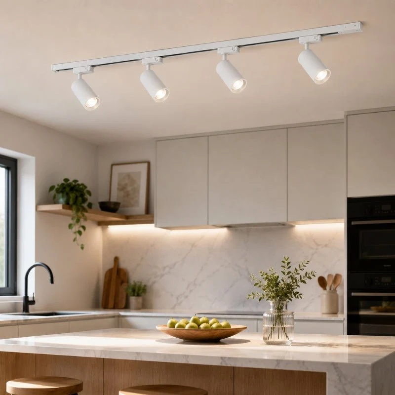 Kit Rail LED Triphasé + 4 Spots GU10 Blanc - 200 cm