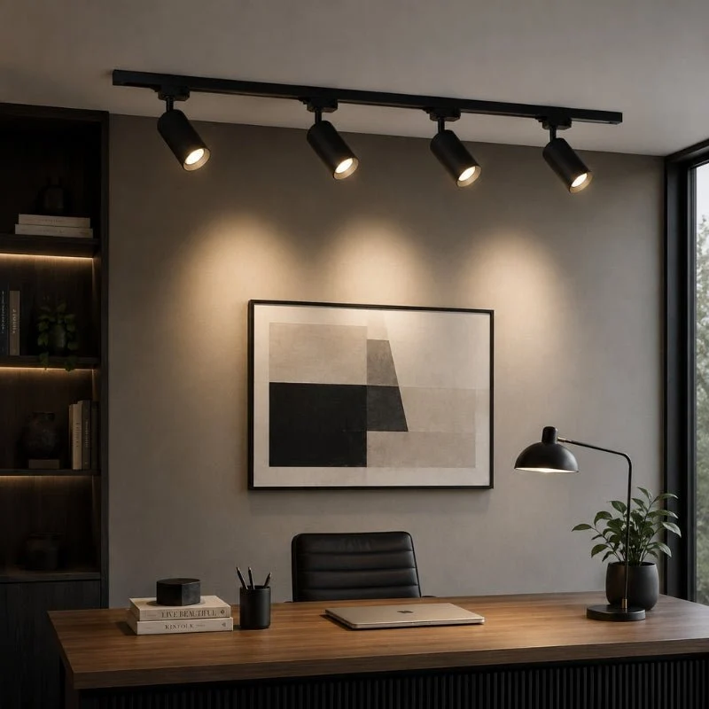 Kit Rail LED Monophasé + 4 Spots GU10 Noir - 200 cm