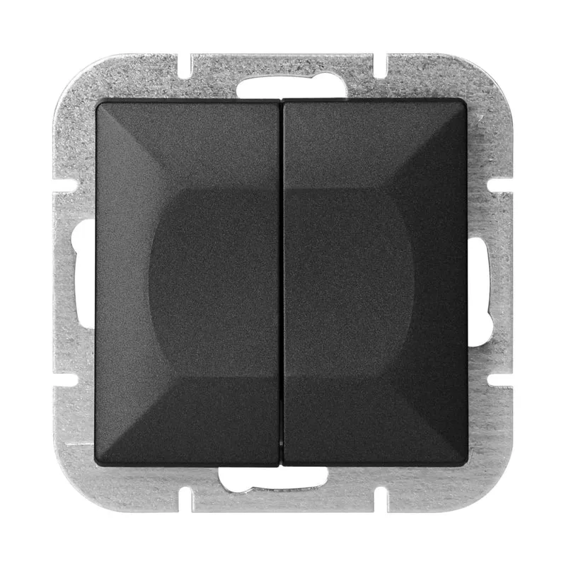 Interrupteur Mural Double Encastré 10A - Noir mat