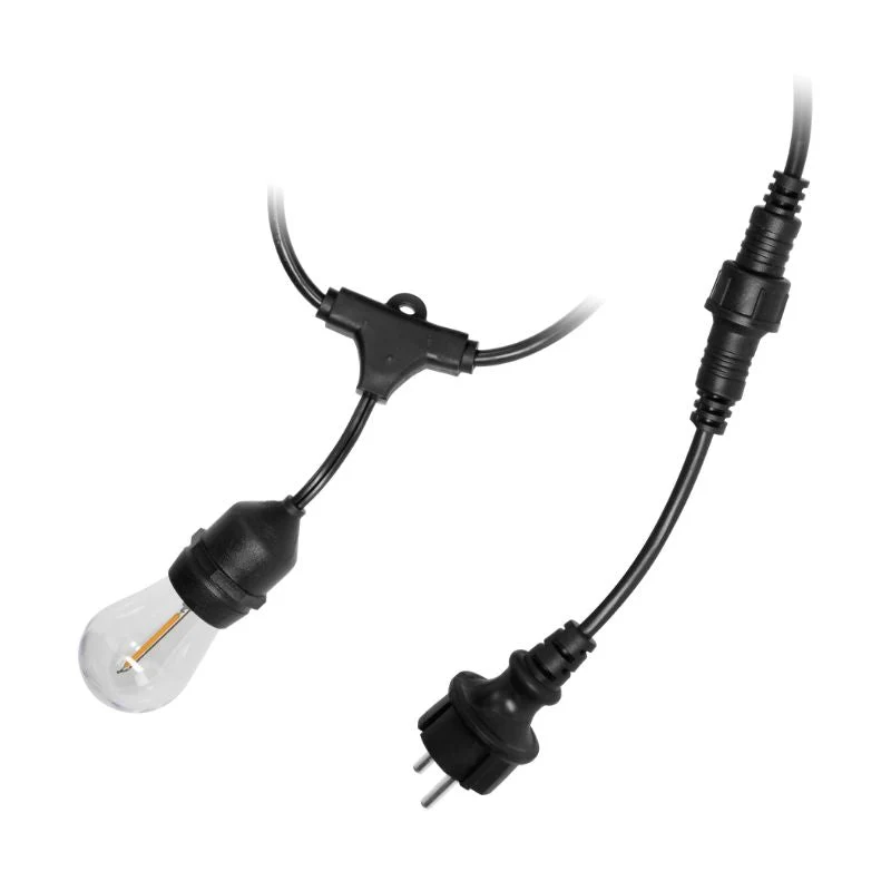 Guirlande Guinguette LED 220V 20M avec 10 Ampoules E27 1W Raccordable - Blanc Chaud 2300K - 3500K