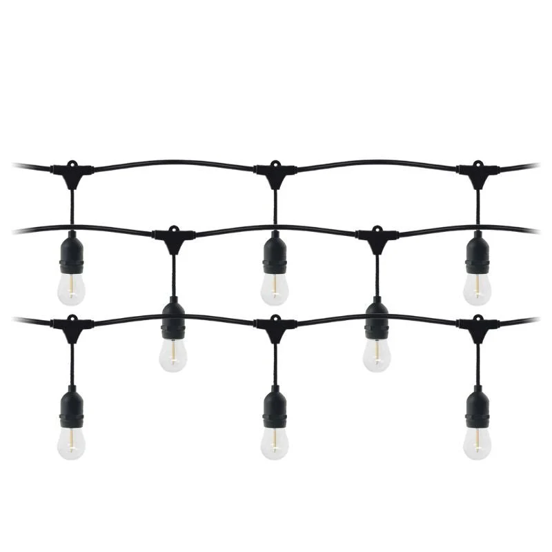 Guirlande Guinguette LED 220V 15M avec 10 Ampoules E27 1W Raccordable - Blanc Chaud 2300K - 3500K