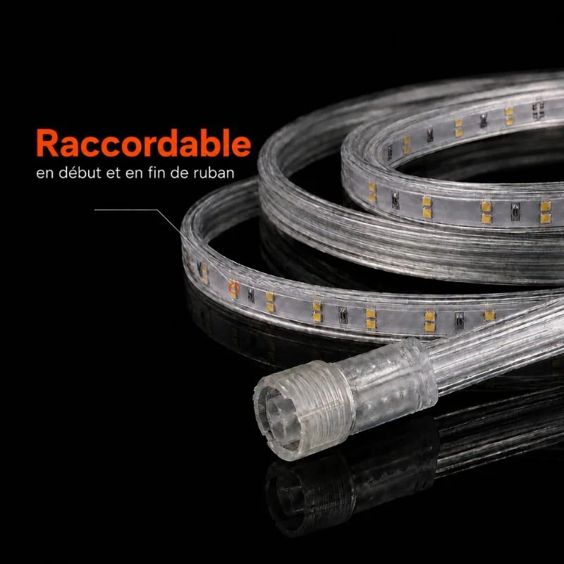 Ruban LED Tunnel 150M 2835 220V AC 9W/m IP65 120 LED/m (3 rubans 50M raccordable + alimentation)