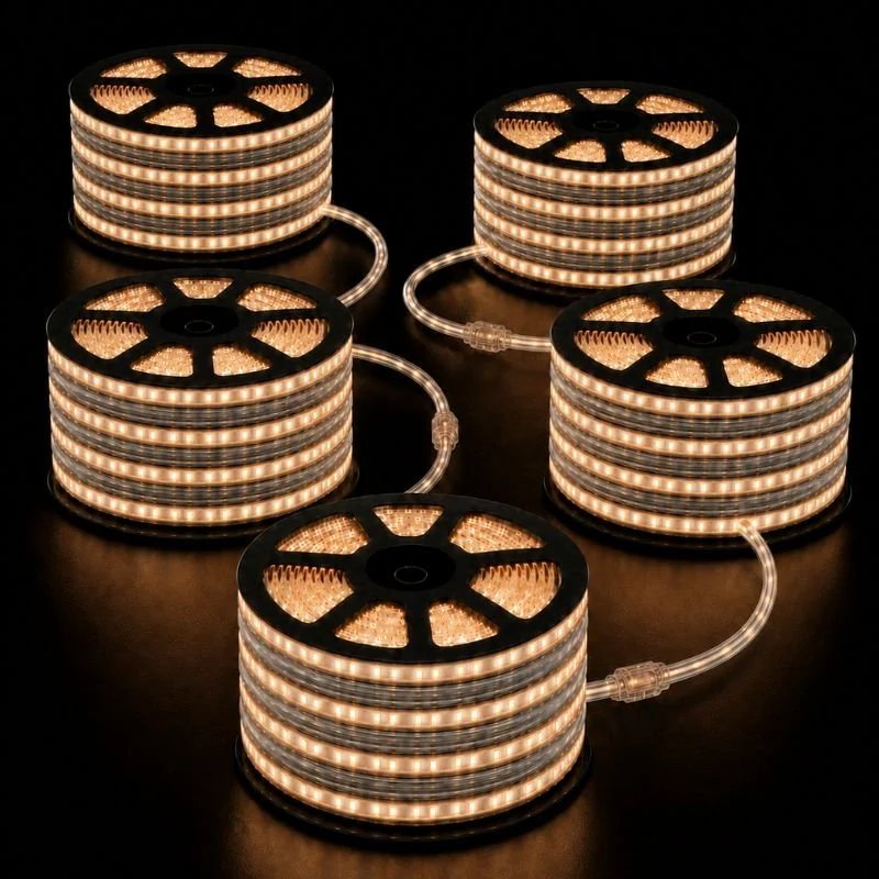Ruban LED Tunnel 250M 2835 220V AC 9W/m IP65 120 LED/m (5 rubans 50M raccordable + alimentation)