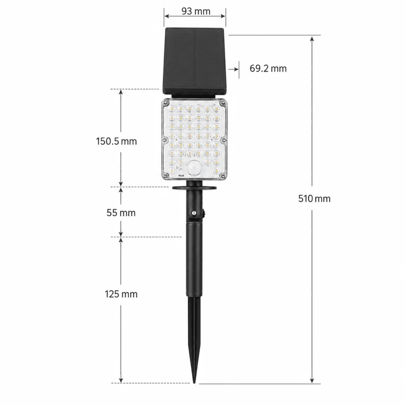 Pack de 40 - Spot LED Extérieur 3-CCT à Piquer IP65 Solaire 8W 1150lm 144lm/W avec Détecteur