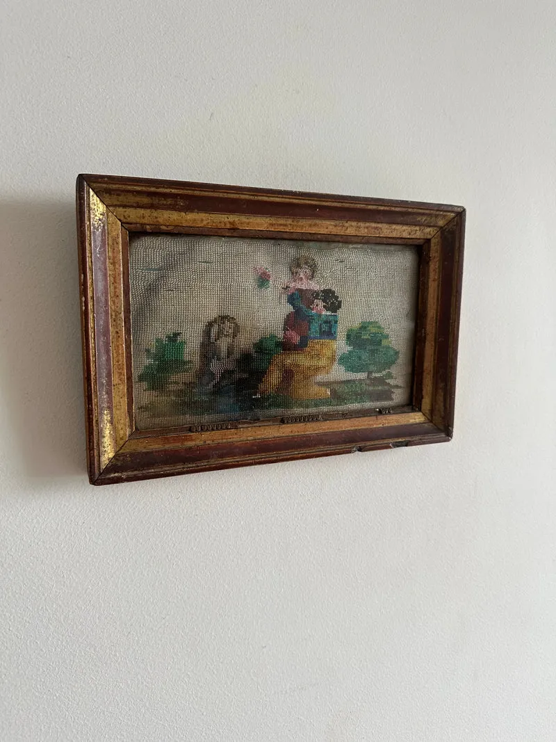 Broderie de perles polychromes datant de 1820