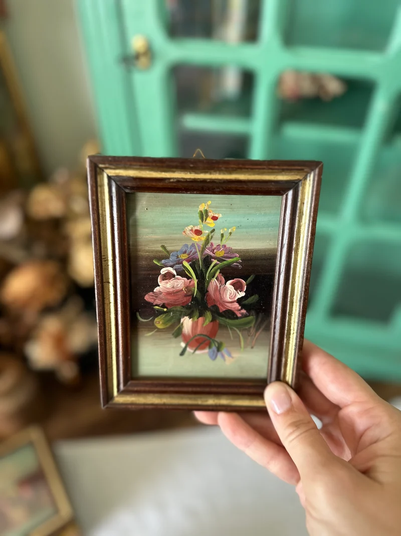 Peintures miniatures sur cuivre encadrées années 50