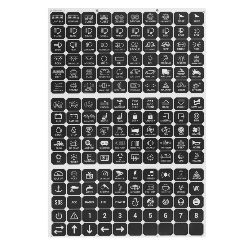 Étiquettes des boutons de la manette Auxbeam / Horizontal
