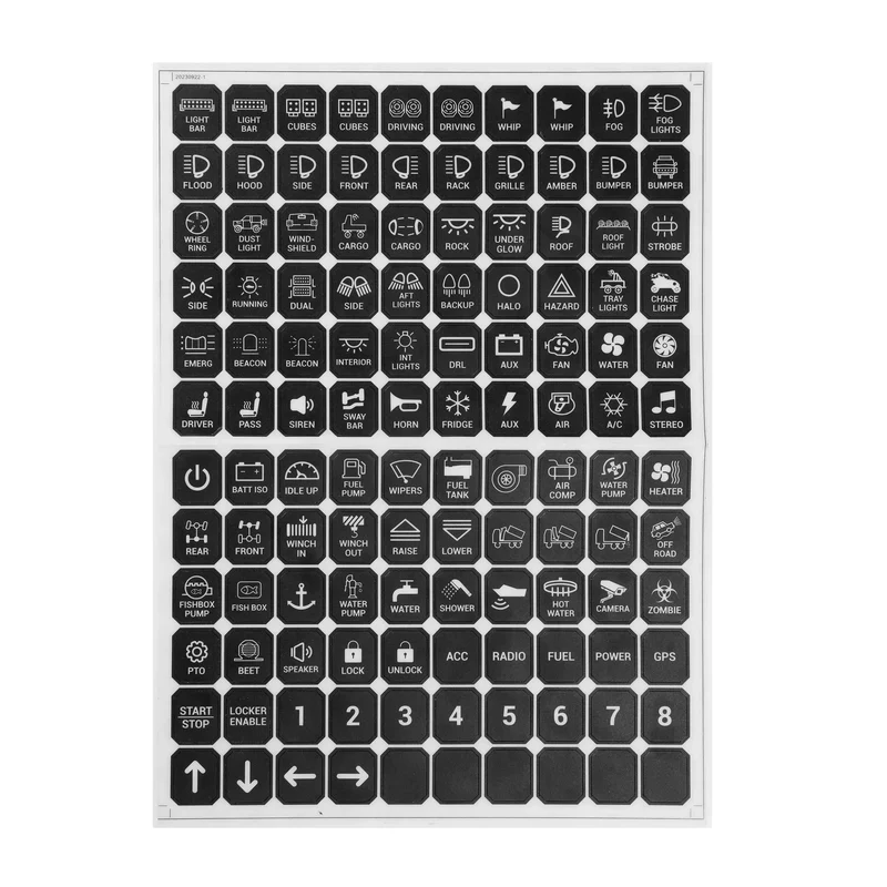 Étiquettes des boutons de la manette Auxbeam / Horizontal