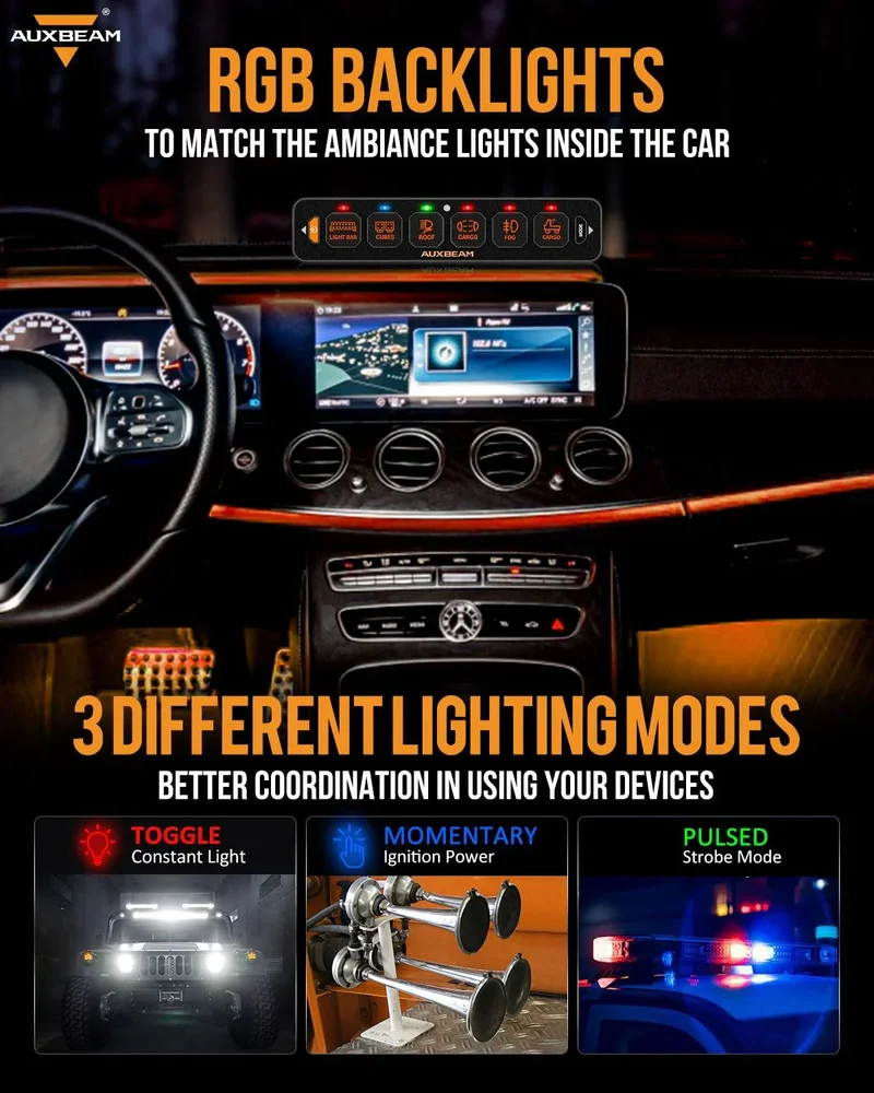 Panneau de commande Auxbeam 6 voies / Slimline