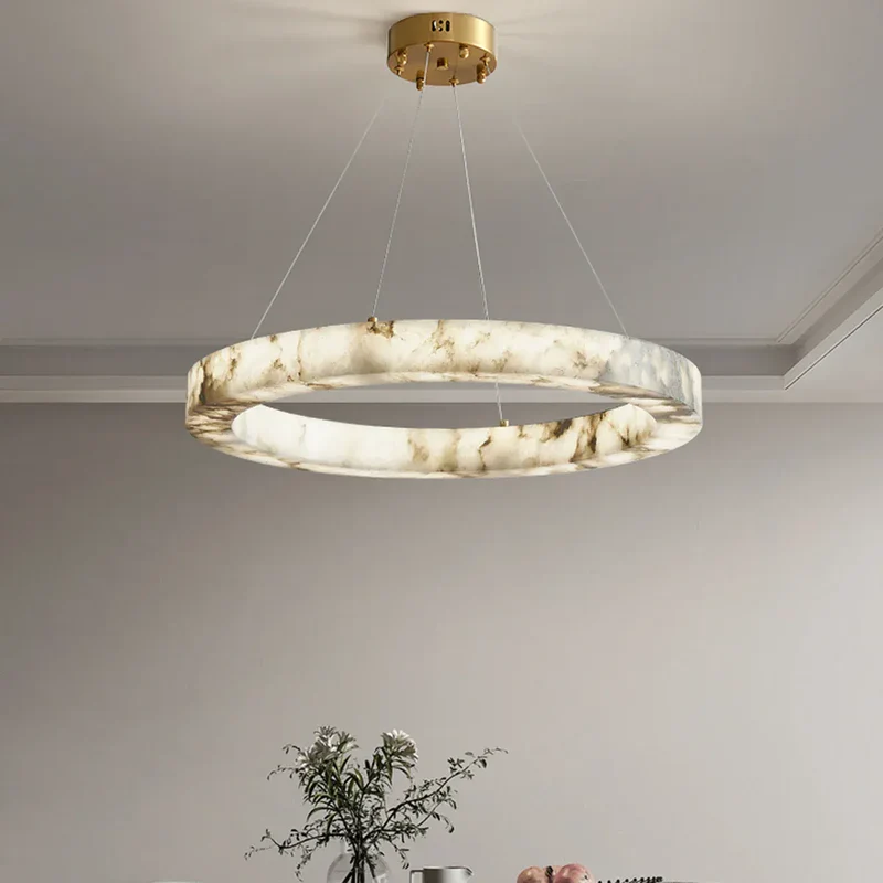 Lustre Anneau Blanc Marbre Pour Salon