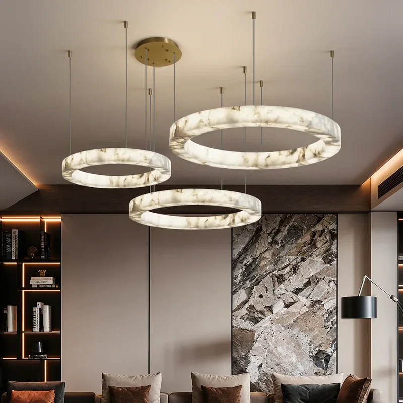 Lustre Anneau Blanc Marbre Pour Salon