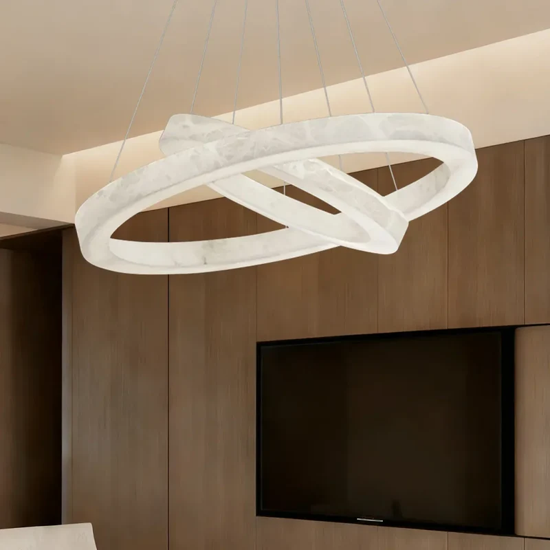 Lustre Anneau Blanc Marbre Pour Salon