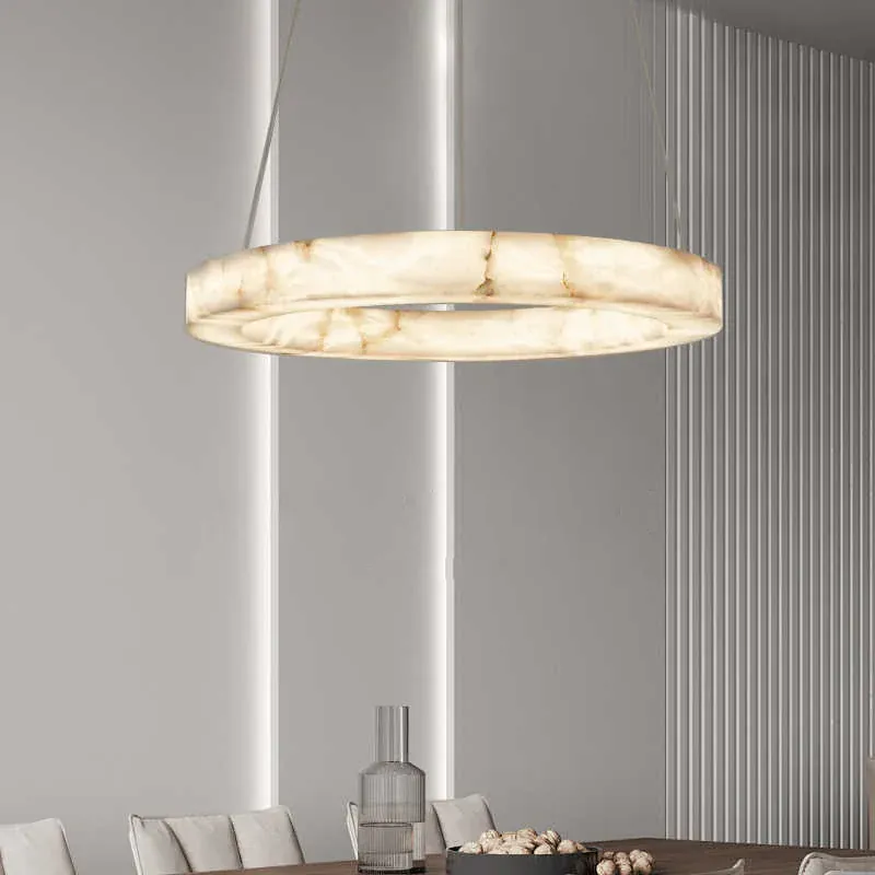 Lustre Anneau Blanc Marbre Pour Salon