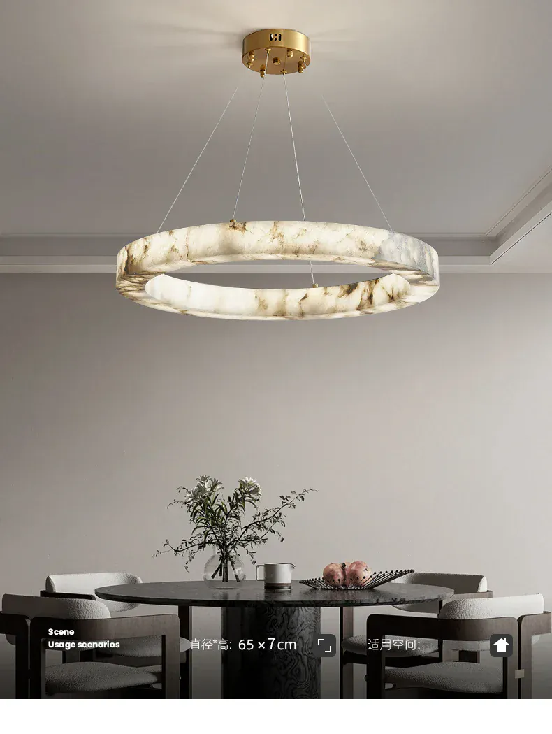 Lustre Anneau Blanc Marbre Pour Salon