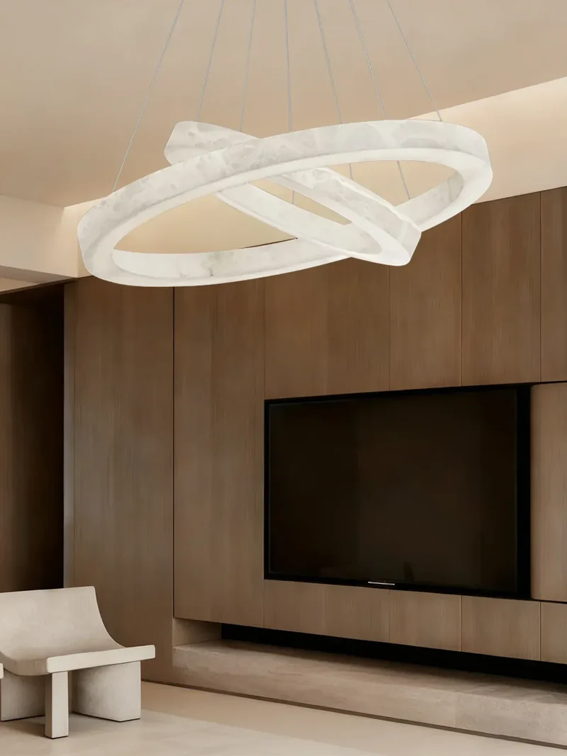 Lustre Anneau Blanc Marbre Pour Salon
