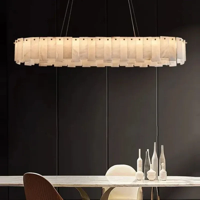 Lustre En Marbre Blanc Design Moderne Pour Salon
