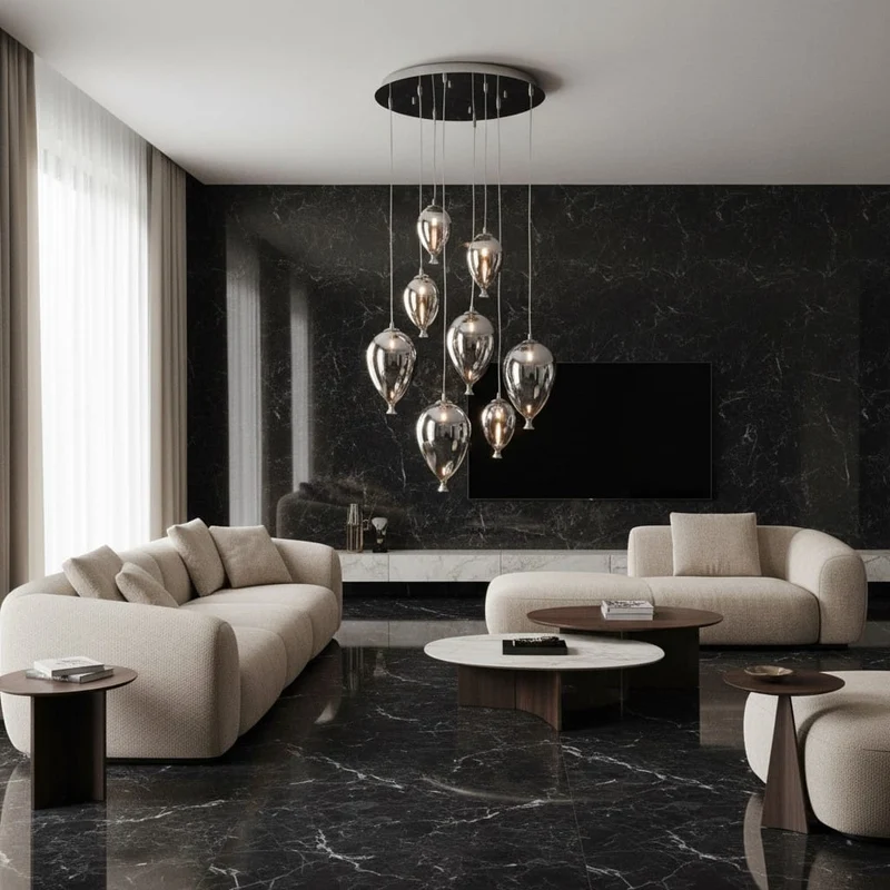 Lustre Suspensions en Verre Noir Ballons