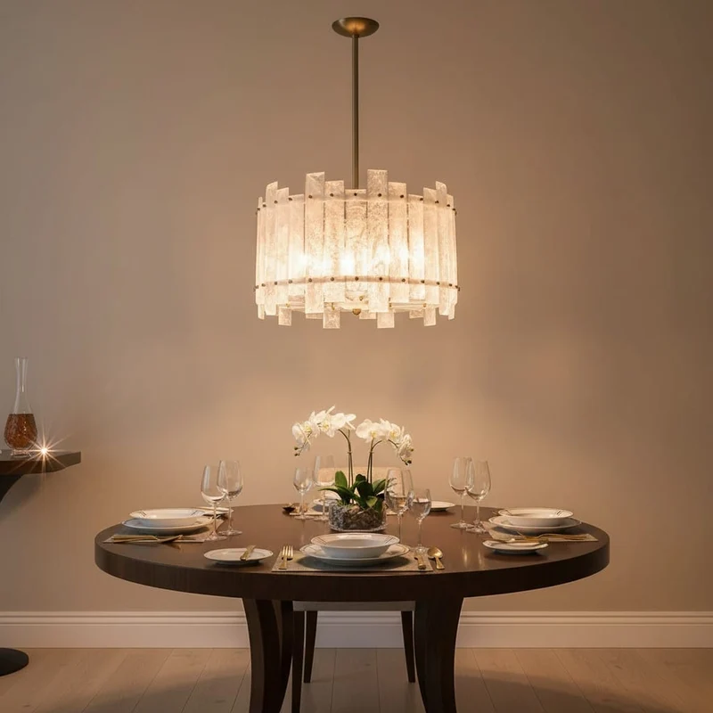 Lustre tambour cristal de roche naturel