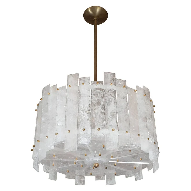 Lustre tambour cristal de roche naturel