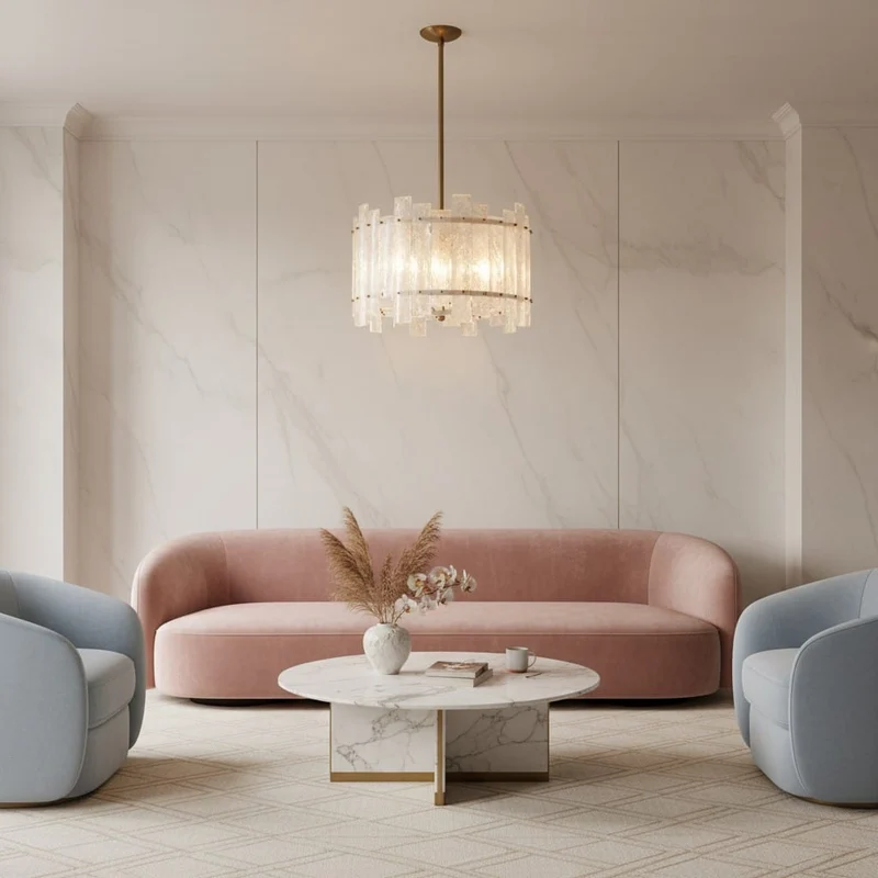 Lustre tambour cristal de roche naturel