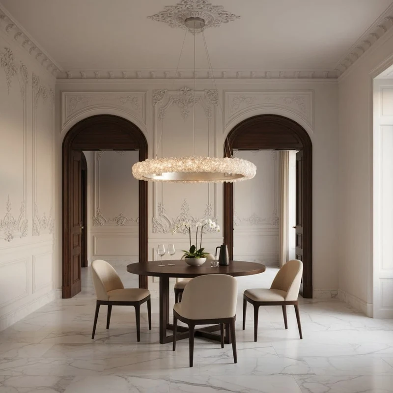 Suspension anneau cuivré cristal de roche