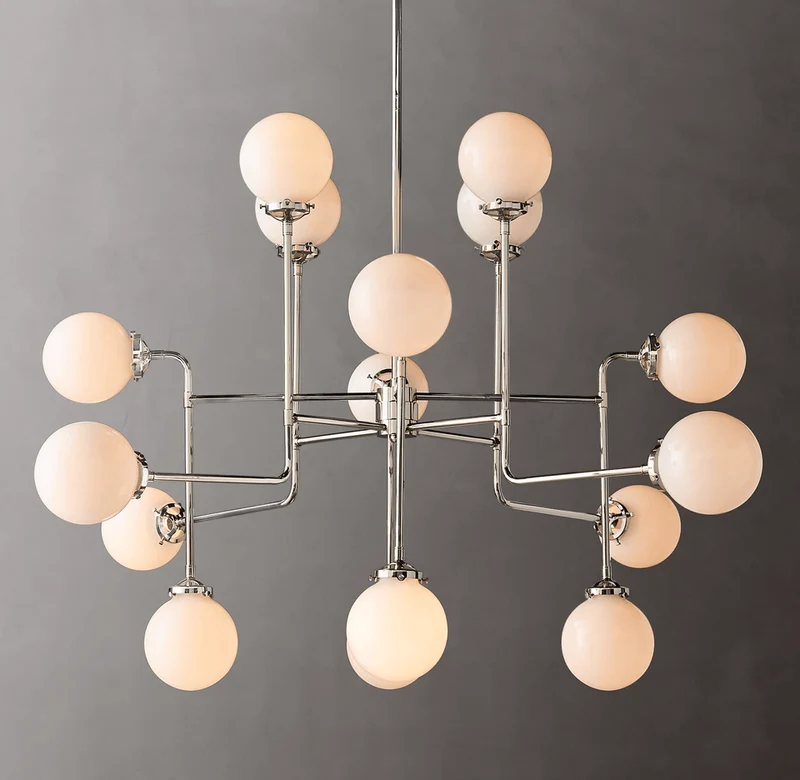 Lustre nordique rond acier verre