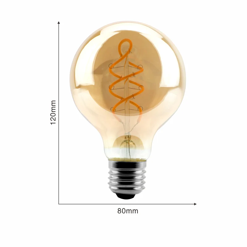 Ampoule LED G80 Filament Culot E27 (Ambrée)