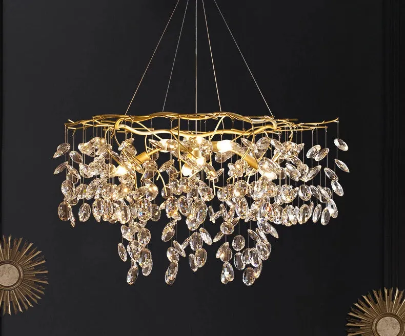 Lustre Dimmable avec Cristaux Suspendus