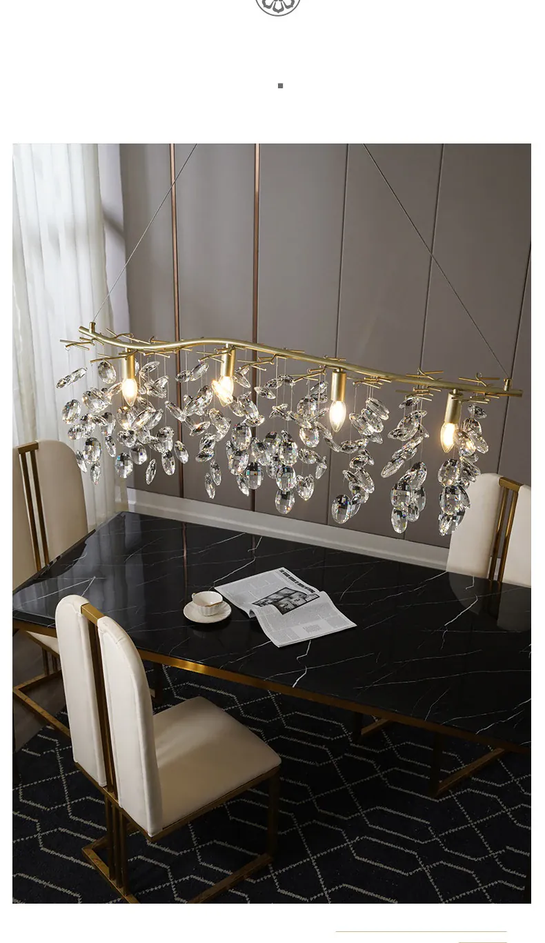 Lustre Dimmable avec Cristaux Suspendus