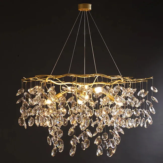 Lustre Dimmable avec Cristaux Suspendus