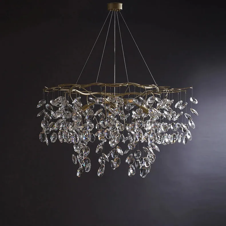 Lustre Dimmable avec Cristaux Suspendus