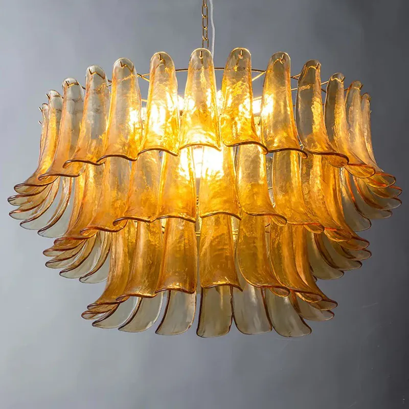Lustre Verre Ambre Style Vintage pour Cuisine