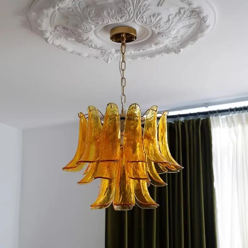 Lustre Verre Ambre Style Vintage pour Cuisine