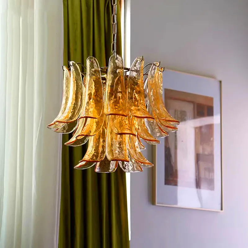 Lustre Verre Ambre Style Vintage pour Cuisine