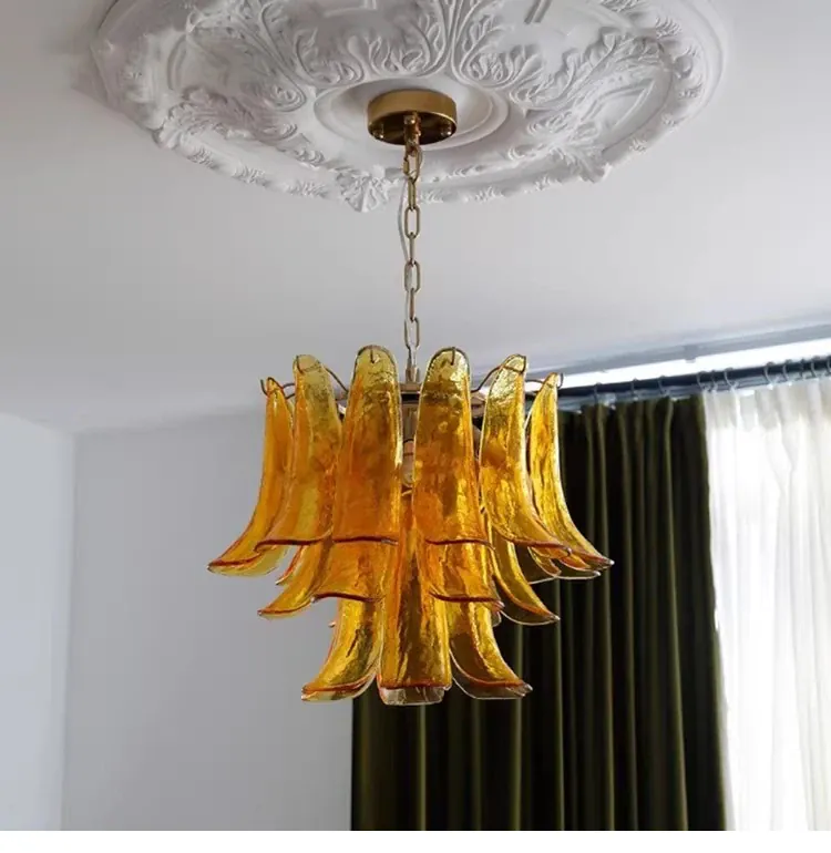 Lustre Verre Ambre Style Vintage pour Cuisine