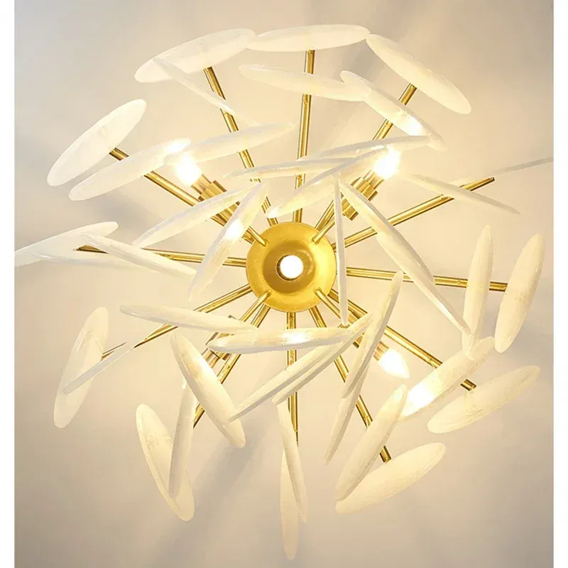 Plafonnier Lustre en Verre Blanc