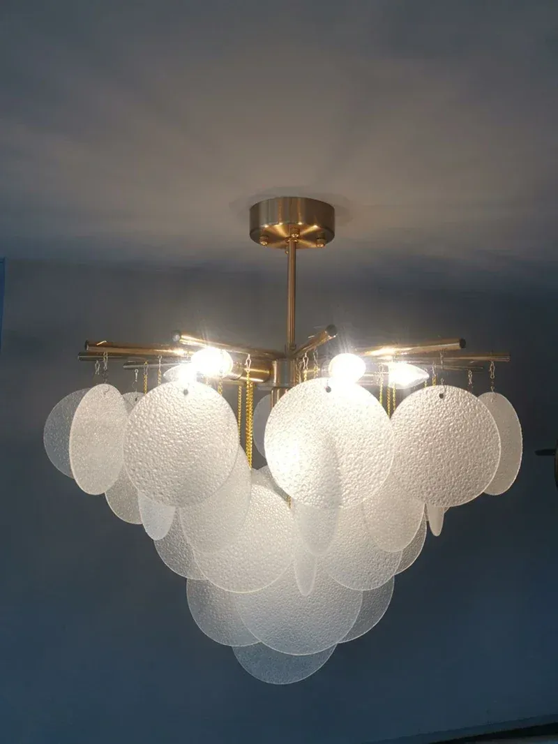 Plafonnier Lustre en Verre Blanc