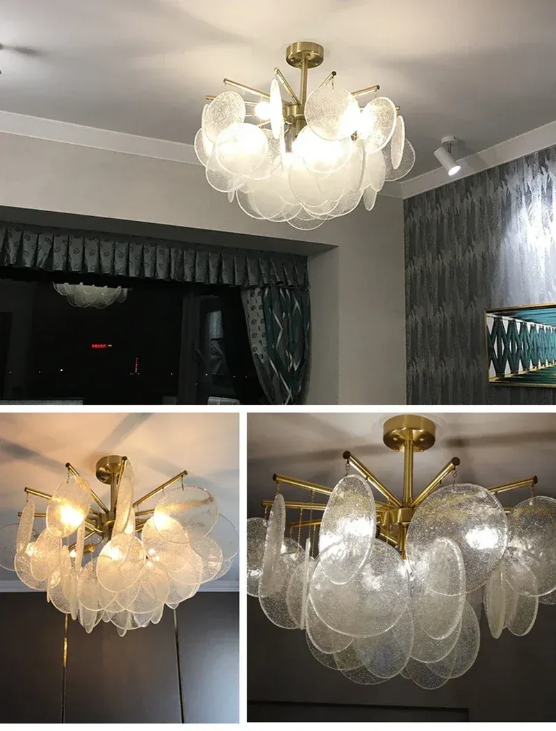 Plafonnier Lustre en Verre Blanc