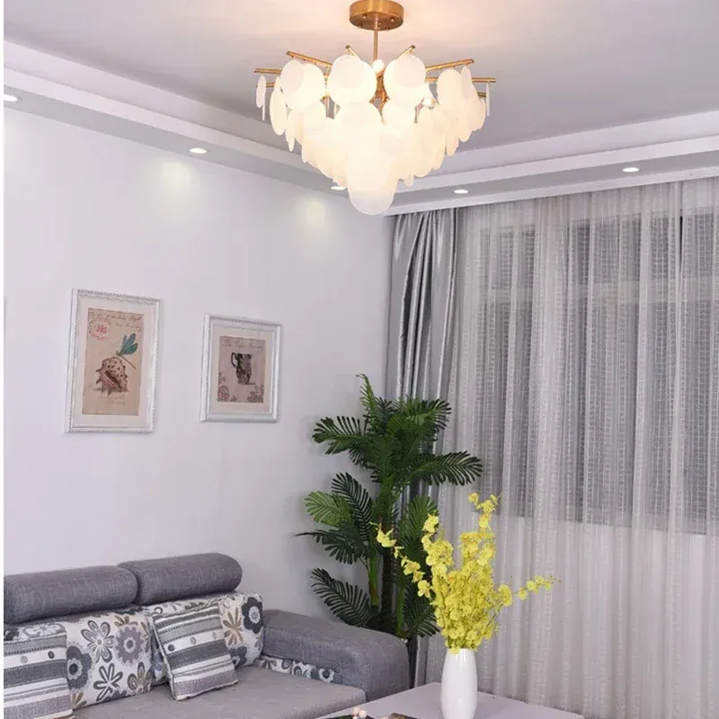 Plafonnier Lustre en Verre Blanc