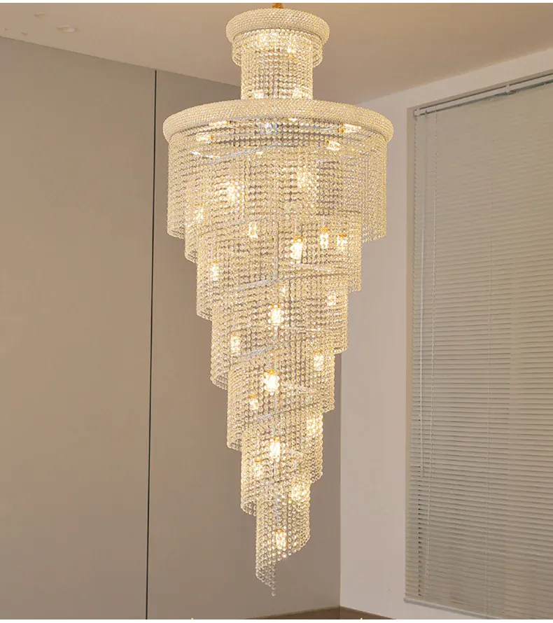 Lustre En Escalier avec Cristaux Suspendus Dimmable