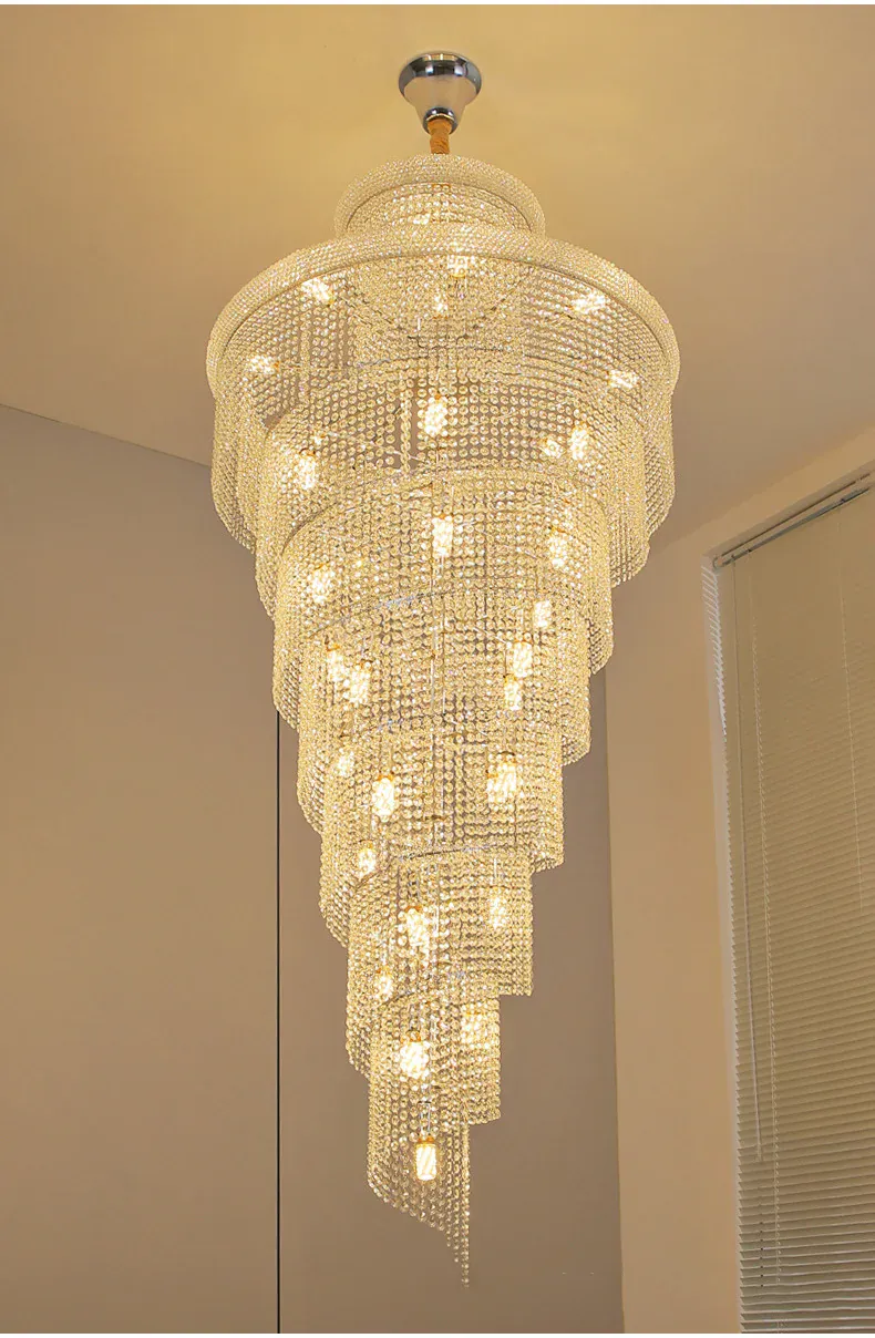 Lustre En Escalier avec Cristaux Suspendus Dimmable